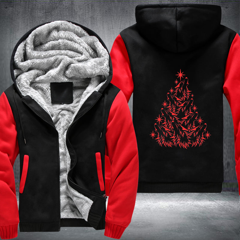 Wolf Christmas Tree Fleece Hoodie
