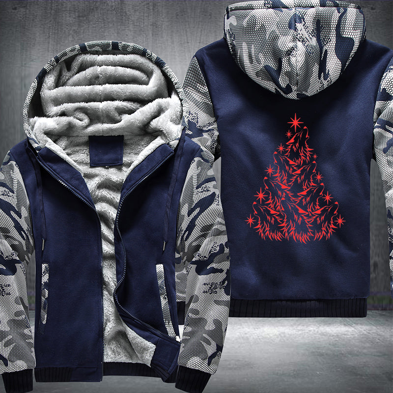 Wolf Christmas Tree Fleece Hoodie