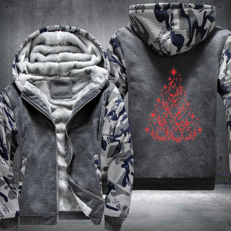 Wolf Christmas Tree Fleece Hoodie