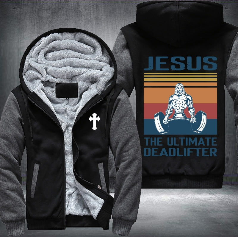 Jesus the ultimate deadlifter Fleece Jacket