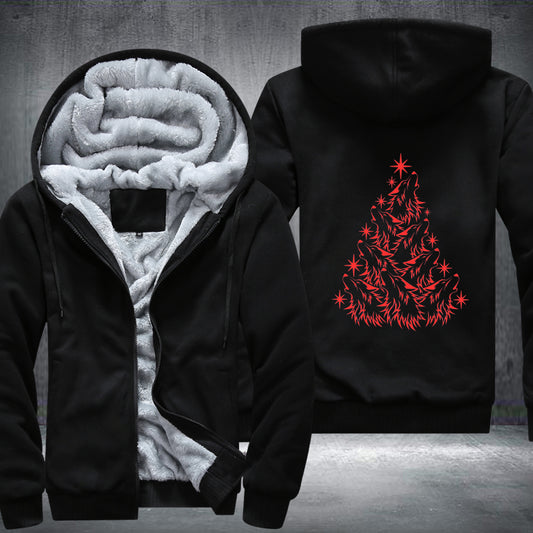 Wolf Christmas Tree Fleece Hoodie