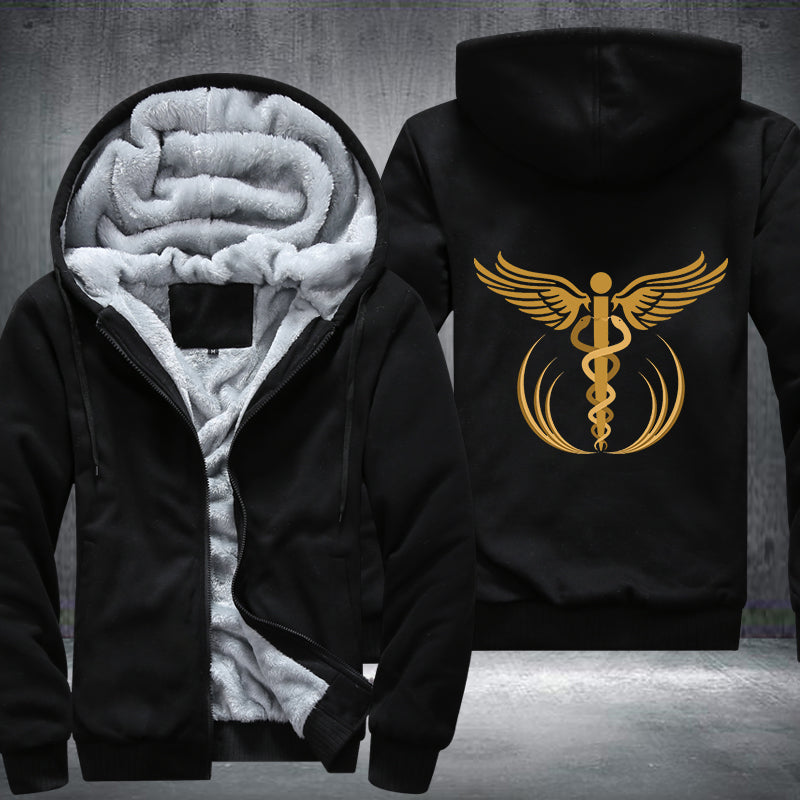 Gold Medical Caduceus Fleece Hoodie