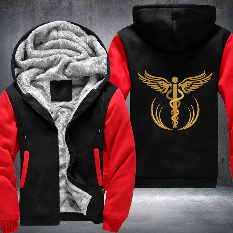 Gold Medical Caduceus Fleece Hoodie