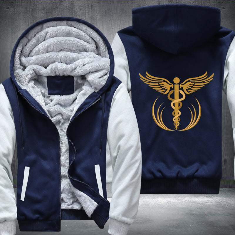 Gold Medical Caduceus Fleece Hoodie