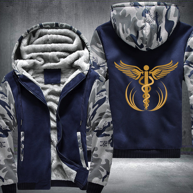 Gold Medical Caduceus Fleece Hoodie