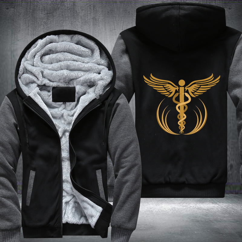 Gold Medical Caduceus Fleece Hoodie