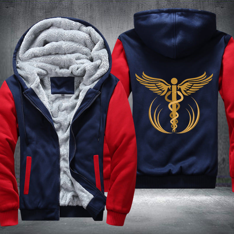 Gold Medical Caduceus Fleece Hoodie