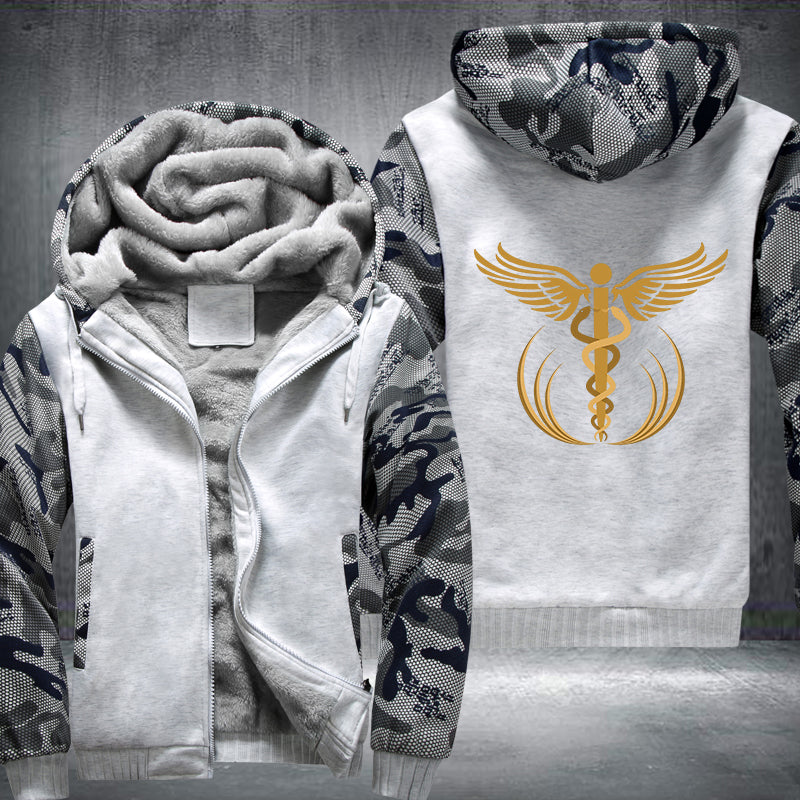 Gold Medical Caduceus Fleece Hoodie