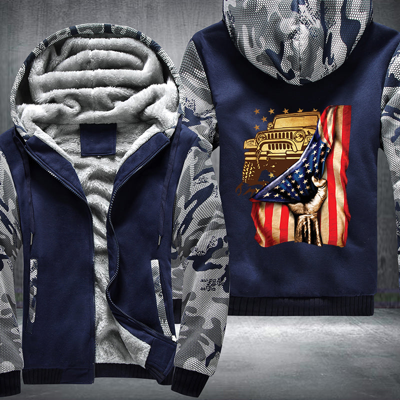 USA Flag 4x4 Fleece Jacket